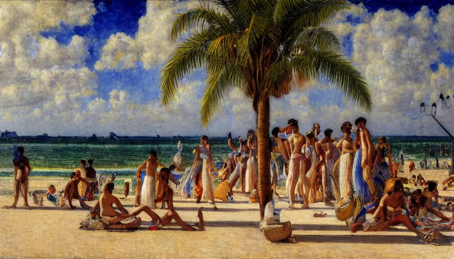 Image similar to a ultradetailed beautiful painting of the thunderstorm sky of the amazonas palace balustrade designed by jules bastien - lepage, tarsila do amaral, frank weston and gustave baumann, beach, trending on artstation, mediterranean, palm trees, sharp focus, colorful refracted sparkles and lines, soft light, 8 k 4 k