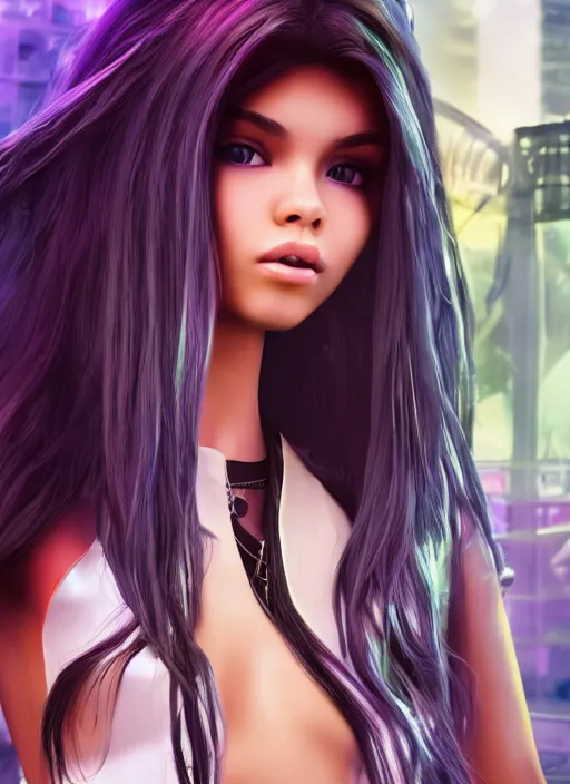 Image similar to Madison Beer as a video game character, digital art, unreal engine, unreal engine render, blender render, render, 4k, coherent