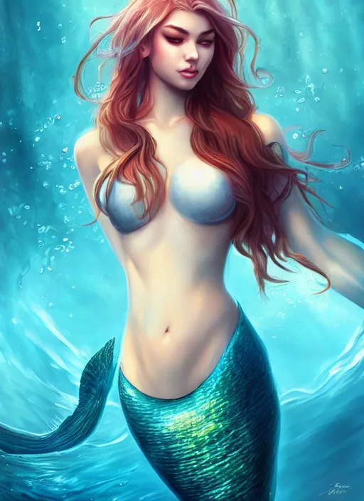 Image similar to very beautiful mermaid, artgerm, artstation, 4 k,