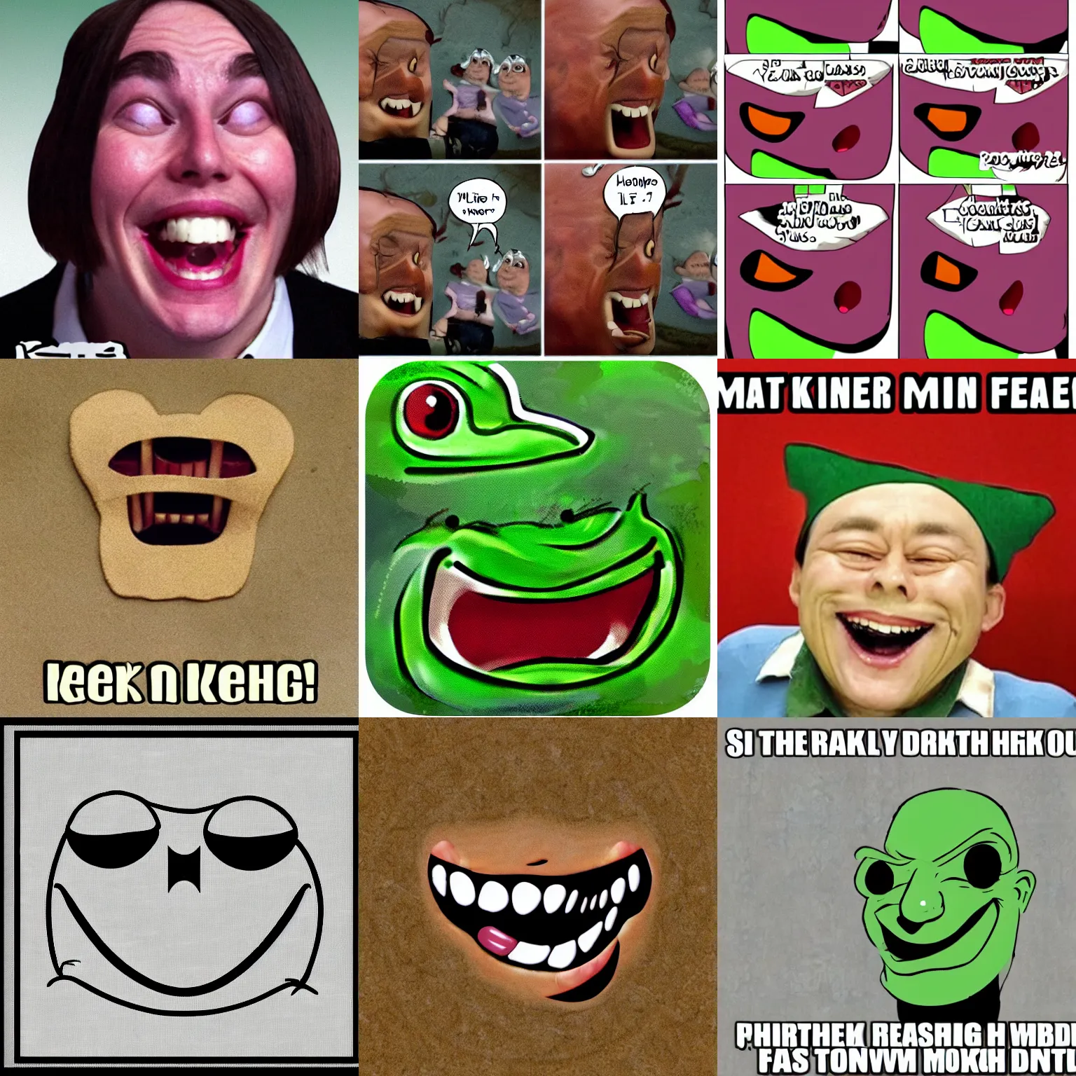 Prompt: kek laughing face meme