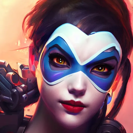 Prompt: detailed portrait of overwatch widowmaker intricate, hyper detailed, realistic, oil painting, cinematic lighting