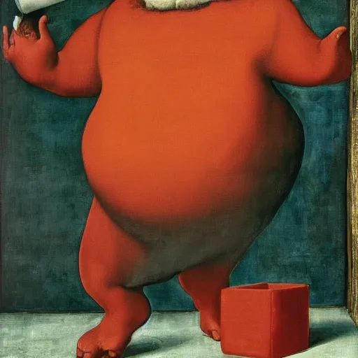 Image similar to a painting of the Kool-Aid Man by Agnolo Bronzino