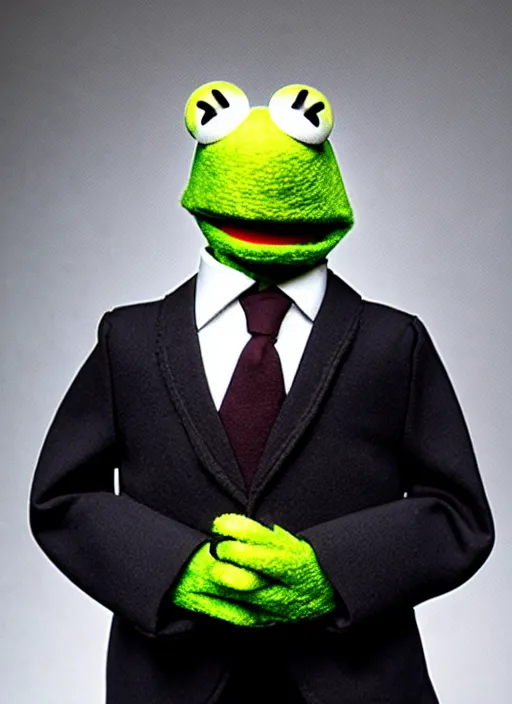 Prompt: studio portrait still of muppet!!!!! agent smith!!!!!! as a muppet muppet as a muppet, 8 k, studio lighting, key light,