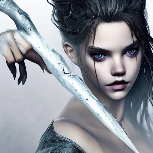 Image similar to Barbara Palvin as a Vampire Hunter, digital art, highly detailed, award winning, concept art, intricate, sharp focus, Trending on Artstation HQ, unreal engine 5, 4K UHD image