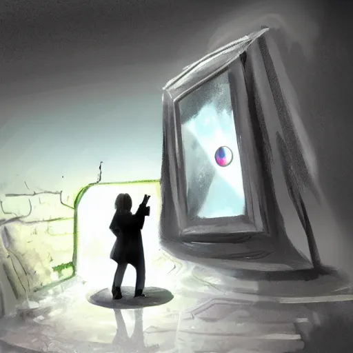 Image similar to mobile phone as portal to another dimension, concept art,