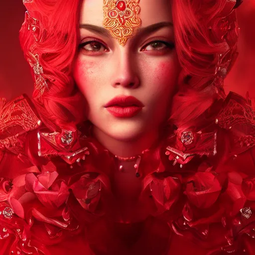 Image similar to portrait of wonderful princess of rubies with fair skin, ornate 8 k gorgeous intricate detailed, red accent lighting, dramatic cinematic light, award winning photography, octane render