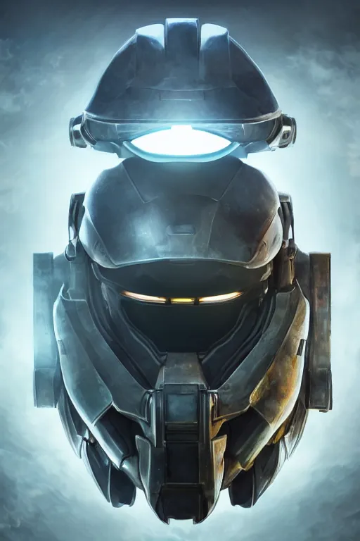 Image similar to robot ninja mask helmet halo master chief radiating a glowing aura global illumination ray tracing hdr fanart arstation by ian pesty and katarzyna da „ bek - chmiel