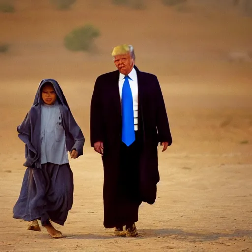 Prompt: photo of donald trump, afghan girl, award - winning photo by national geographic