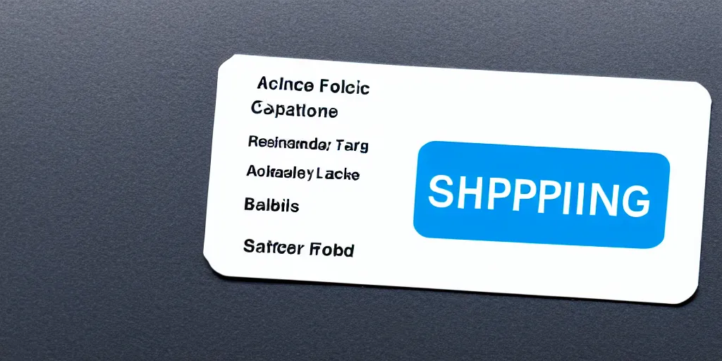 Prompt: a futuristic shipping label on a white background