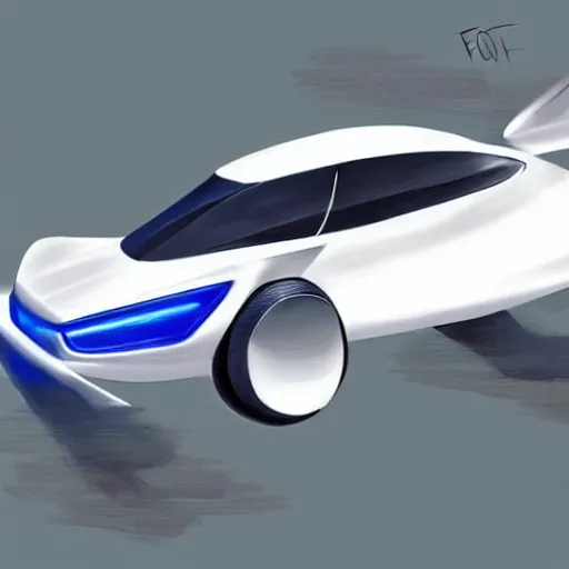 Image similar to 2050 concept of a Ford Focus flying car, concept art, sketch