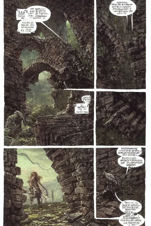 Image similar to basilisk at stone ruins by greg rutkowski and rick berry and norman rockwell and jason fabok and greg staples and nc wyeth