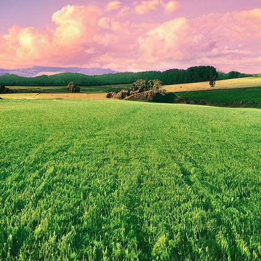 Prompt: An infinite meadow filled with French fries