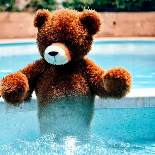 Image similar to teddy bear playing in a pool