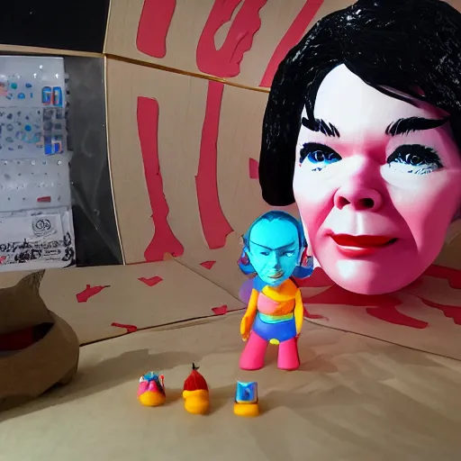 Image similar to bjork at burning man, activity play centre, stop motion vinyl action figure, plastic, toy, butcher billy style