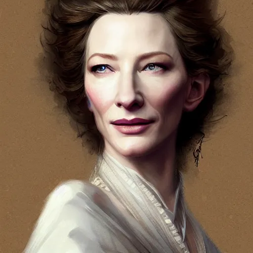Image similar to beautiful natural Cate Blanchett as a 1700s aristocrat by Artgerm and Greg Rutkowski, intricate, elegant, highly detailed, digital painting, artstation, concept art, smooth, sharp focus, illustration,