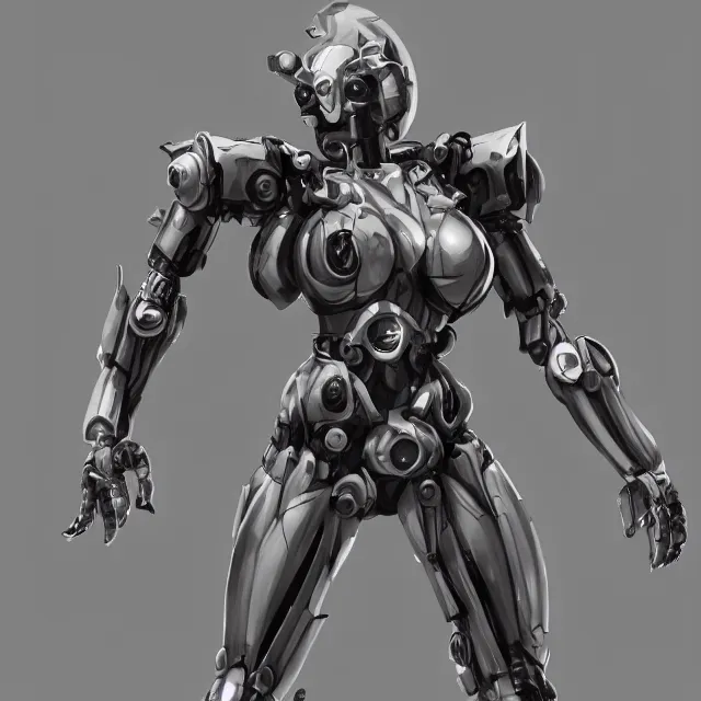 Image similar to Trending on ArtStation, Mecha, Cyborg, Female, Anthropomorphic, Digital 3D, Character Modeling, Concept Art