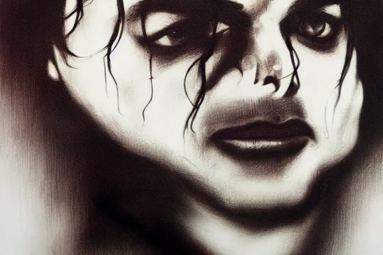 Prompt: michael jackson in the style of casey baugh,