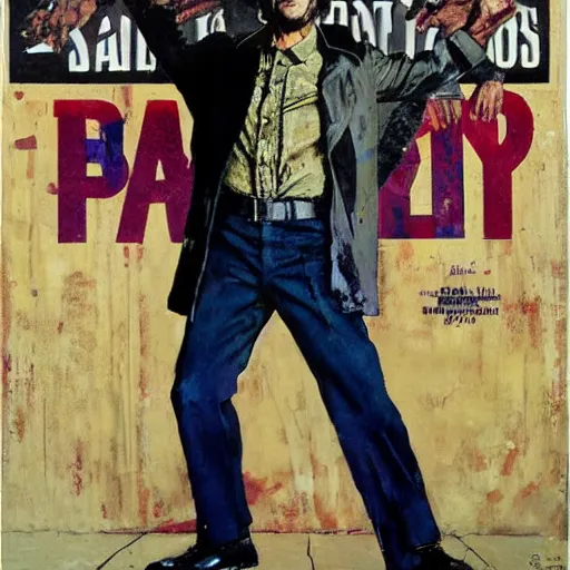 Prompt: full body and head portrait of al pacino in tattered suit and trench coat, dynamic action, painted by norman rockwell and phil hale and greg staples and tom lovell and frank schoonover and jack kirby