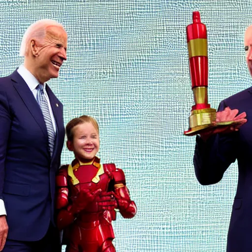 Image similar to joe biden as iron man, award winning photograph