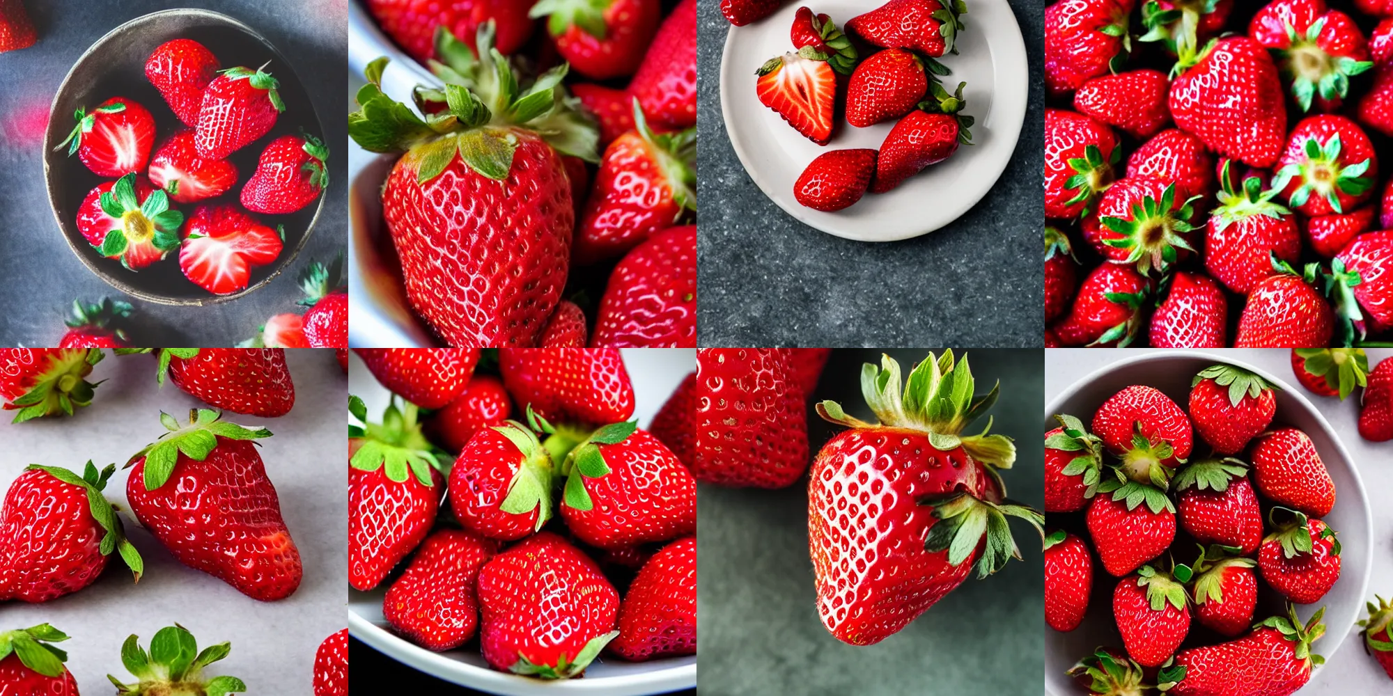 Prompt: closeup of a strawberry, food photography