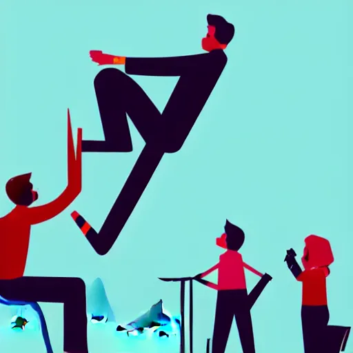 Image similar to a man has to sit in a delayed airplane while his friends enojy a climbing award - winning digital artwork