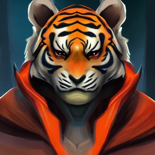 Image similar to exophilia, handsome, tiger alien race, arcana, godlike, harmony artstation