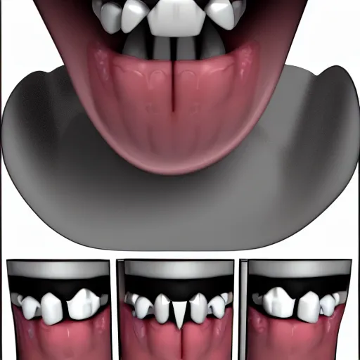 Image similar to poorly rendered 3 d set of teeth