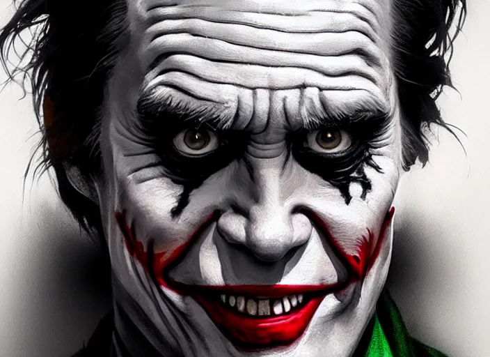 Image similar to highly detailed portrait of jim carrey as the joker, in joker ( 2 0 1 9 ), stephen bliss, unreal engine, fantasy art by greg rutkowski, loish, rhads, ferdinand knab, makoto shinkai and lois van baarle, ilya kuvshinov, rossdraws, tom bagshaw, global illumination, radiant light, detailed and intricate environment