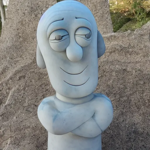 Prompt: marble sculpture of handsome squidward