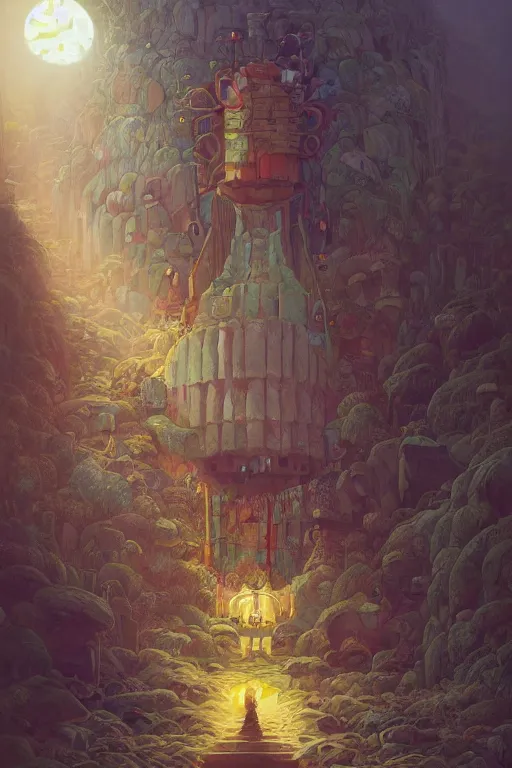 Prompt: bjork by hubert robert and lee madgwick and roger dean and jacek yerka, dan mumford and alex grey style, soft lighting, 4 k hd wallpaper illustration character design concept joy atmospheric lighting