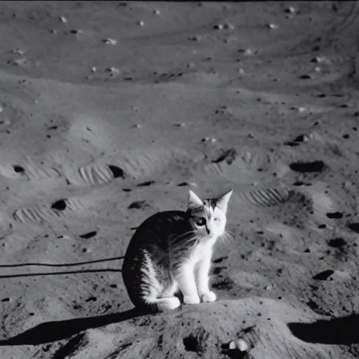 Prompt: photograph of a cat on the moon
