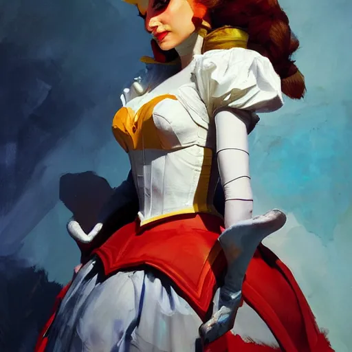 Image similar to greg manchess portrait painting of partially armored alice from alice in wonderland as overwatch character, medium shot, asymmetrical, profile picture, organic painting, sunny day, matte painting, bold shapes, hard edges, street art, trending on artstation, by huang guangjian, gil elvgren, ruan jia, randy vargas, greg rutkowski