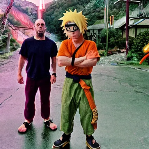 Image similar to Joe rogan as character in naruto anime cinestill, 800t, 35mm, full-HD