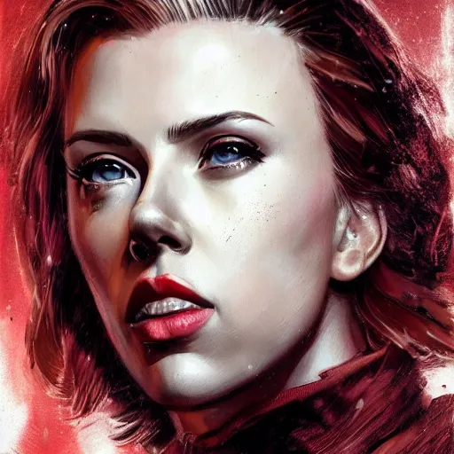 Image similar to a still of captain america played by by scarlett johansson wearing dieselpunk outfit, face portrait, hd shot, digital portrait, elegant, beautiful, fantasy art, artstation, comic style, by artgerm, guy denning, jakub rozalski, magali villeneuve and charlie bowater