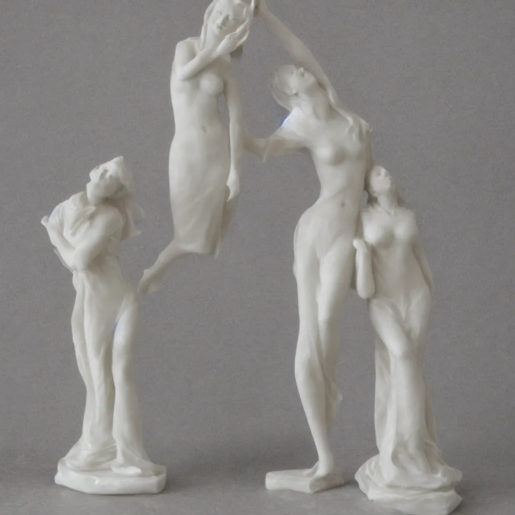 Image similar to Over lapping women white marble sculpture