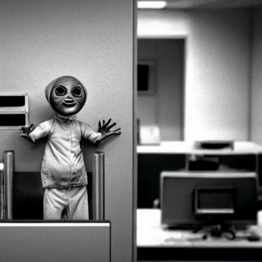 Image similar to e.t. Working in an office cubicle