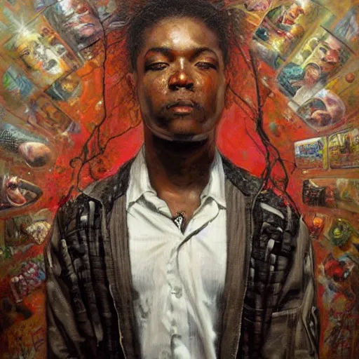 Image similar to a powerful psychic man emitting psychic powers, by tim okamura,