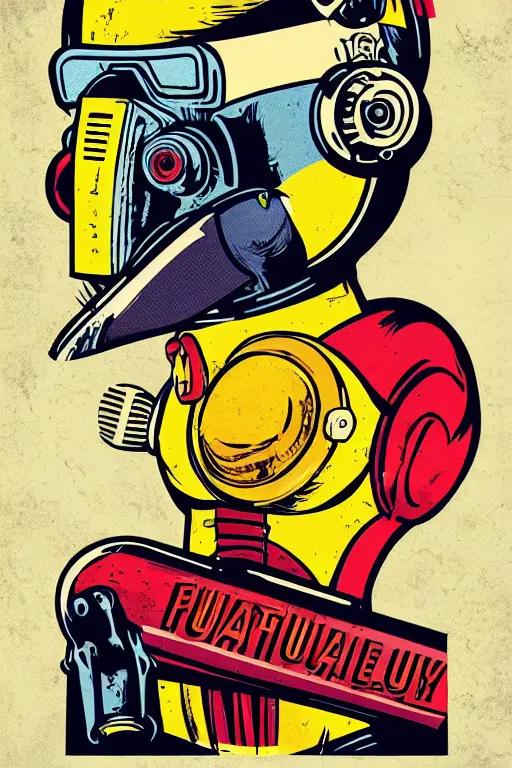 Image similar to fallout 7 6 retro futurist illustration art by butcher billy, sticker, colorful, illustration, highly detailed, simple, smooth and clean vector curves, no jagged lines, vector art, smooth andy warhol style