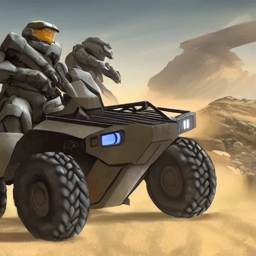 Prompt: concept picture of a atv vehicle designed for an upcoming halo game - n 2