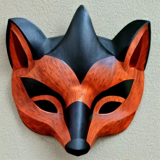 Prompt: symmetry!! demon angel fox wooden mask