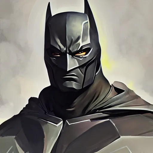 Image similar to greg manchess portrait painting of armored bruce wayne aka batman as overwatch character, medium shot, asymmetrical, profile picture, organic painting, sunny day, matte painting, bold shapes, hard edges, street art, trending on artstation, by huang guangjian and gil elvgren and sachin teng