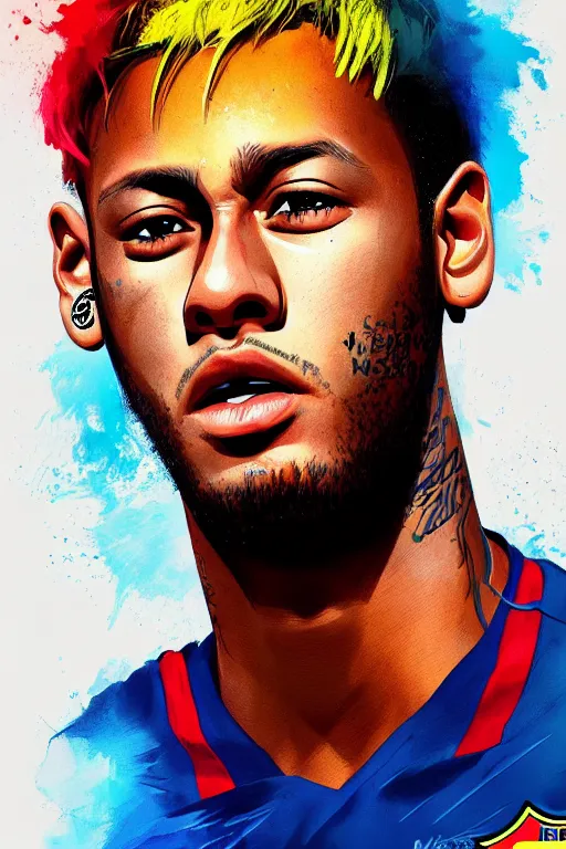 Prompt: neymar, manga cover art, detailed color portrait, artstation trending, 8 k, greg rutkowski