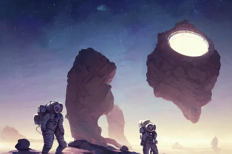 Image similar to a beautiful artwork illustration, astronauts with flashlights stand in front of a giant obsidian monolith on the moon, by greg rutkowski and jesper ejsing and raymond swanland, featured on artstation, wide angle, vertical orientation