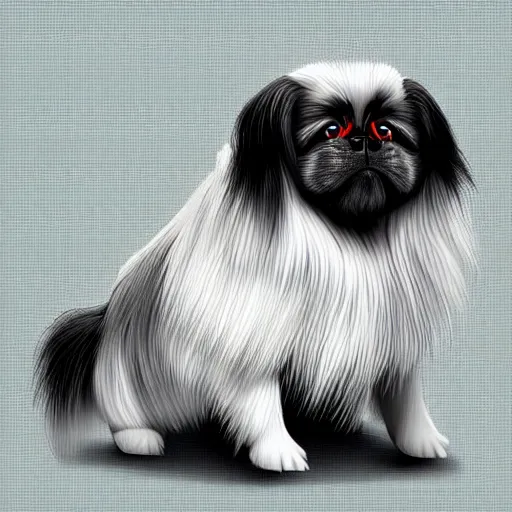 Prompt: A samurai pekingese dog, digital art, 8k, trending