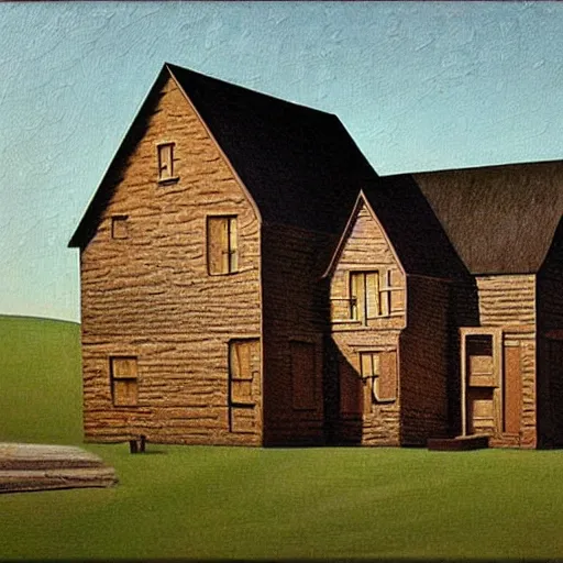 Image similar to UHD photorealistic Original Lost Grant Wood artwork