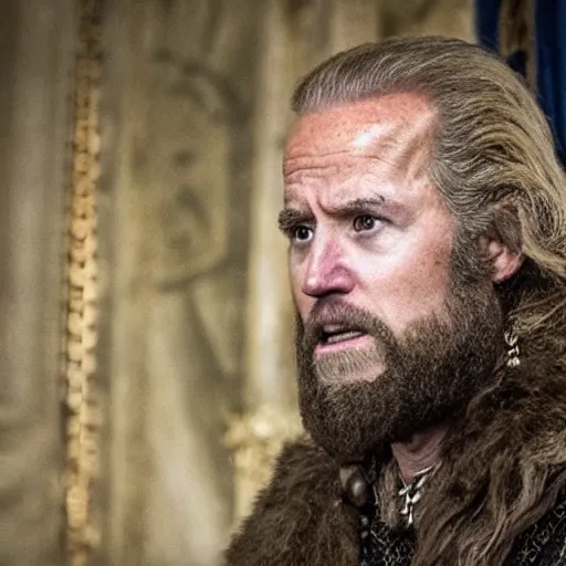 Image similar to Joe Biden in Vikings very detailed 4K quality Super Realistic