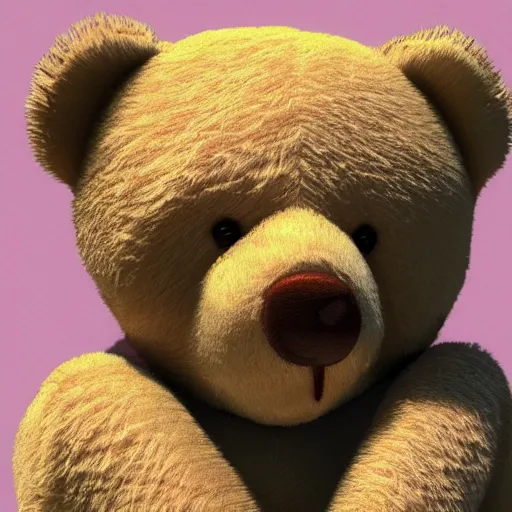 Image similar to teddy bear throwing up, photorealistic