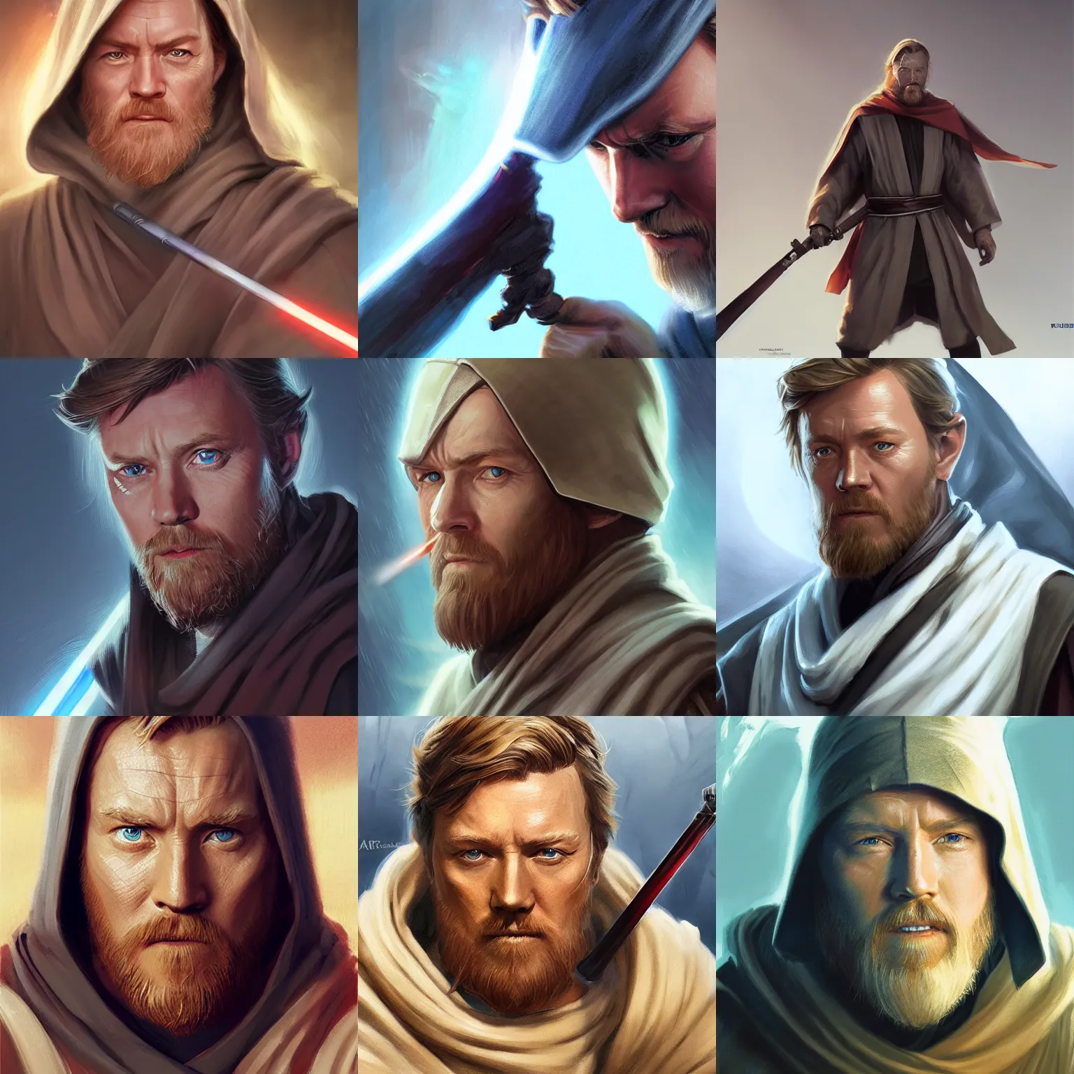 Prompt: obi - wan kenobi with a ninja mask, d & d, fantasy, portrait, highly detailed, digital painting, trending on artstation, concept art, sharp focus, illustration, art by artgerm and greg rutkowski and magali villeneuve