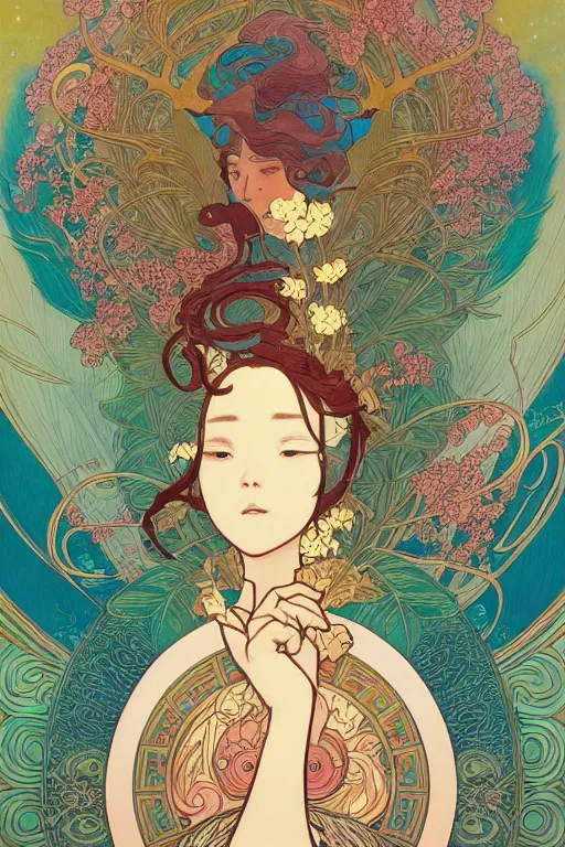 Image similar to a beautiful hyperdetailed animal character design 4 k wallpaper illustration of phoenix, victo ngai style, alfons mucha ， from china, style of studio ghibli, chinese style