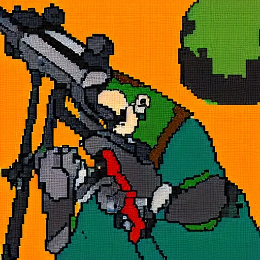 Image similar to pixel painting of a sniper